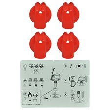Knob Set Of 4- Universal Kit Red 40mm Skirt