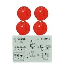 Knob Set Of 4 Universal Kit Red 48mm Skirt