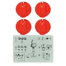 Knob Set Of 4 Universal Kit Red 55mm Skirt